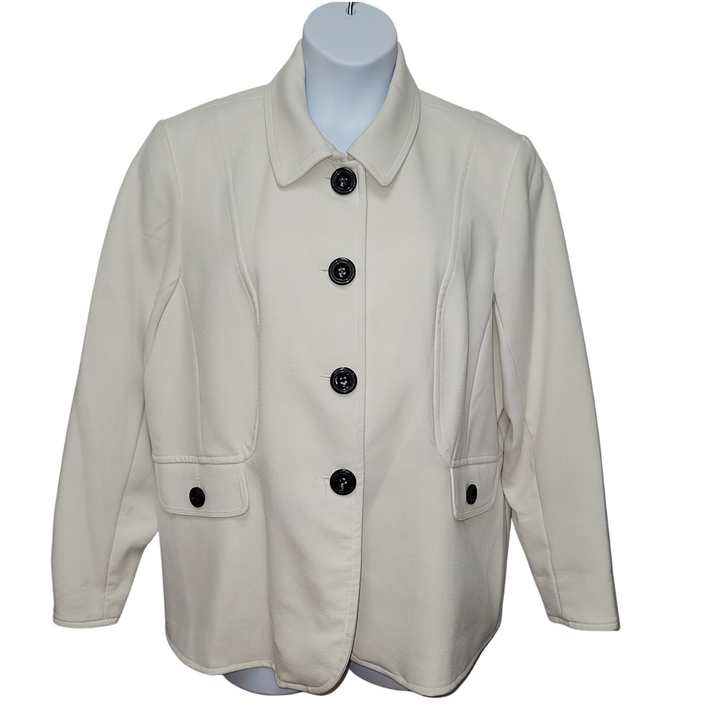 Focus 2000 Cream Blazer Jacket Classic Tailored Workwear Sz 22W Quiet Luxury‎